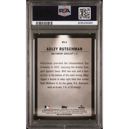 Graded 2023 Topps Bowman Adley Rutschman #BS4 Spotlights Rookie RC Baseball Card PSA 10 Gem Mint | PSA 10 Gem Mint Graded Rookie Card | vintageantiquesgifts.com