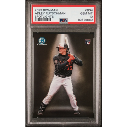 PSA graded Bowman Adley Rutschman rookie card from Topps Bowman Adley, perfect for collectors