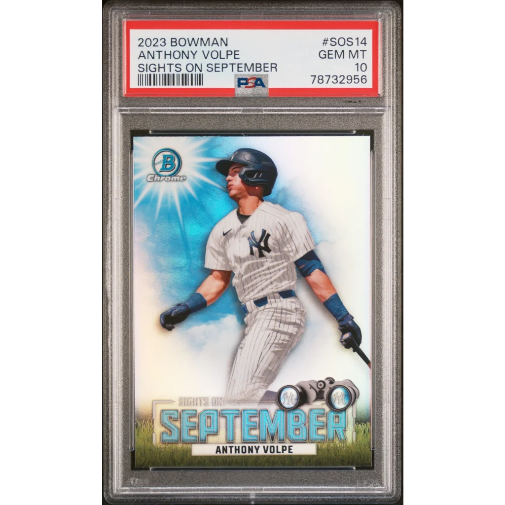 PSA graded 2023 Bowman Chrome Anthony Volpe Sights on September baseball card