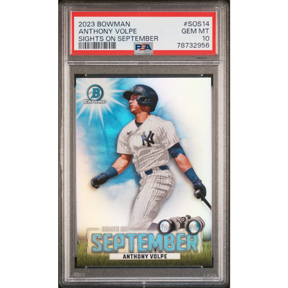 PSA graded 2023 Bowman Chrome Anthony Volpe Sights on September baseball card