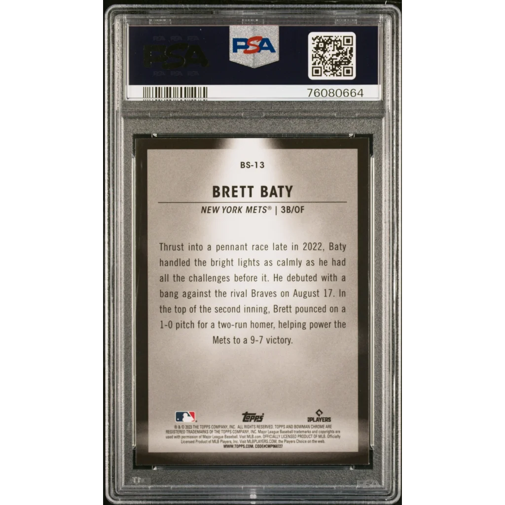 PSA 10 Graded 2023 Topps Bowman Brett Baty Rookie Card in Slab