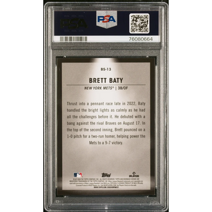 PSA 10 Graded 2023 Topps Bowman Brett Baty Rookie Card in Slab