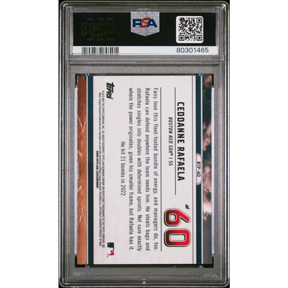 Ceddanne Rafaela 2023 Bowman Scouts Top 100 Red Sox rookie baseball card in PSA case