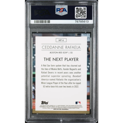 Graded PSA 10 Ceddanne Rafaela Gem Mint Baseball Card on display