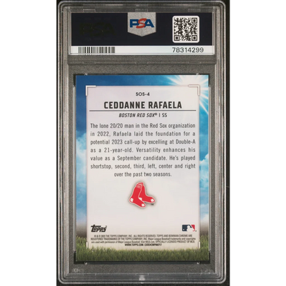 Graded Ceddanne Rafaela baseball card by Professional Sports Authenticator for sports fans