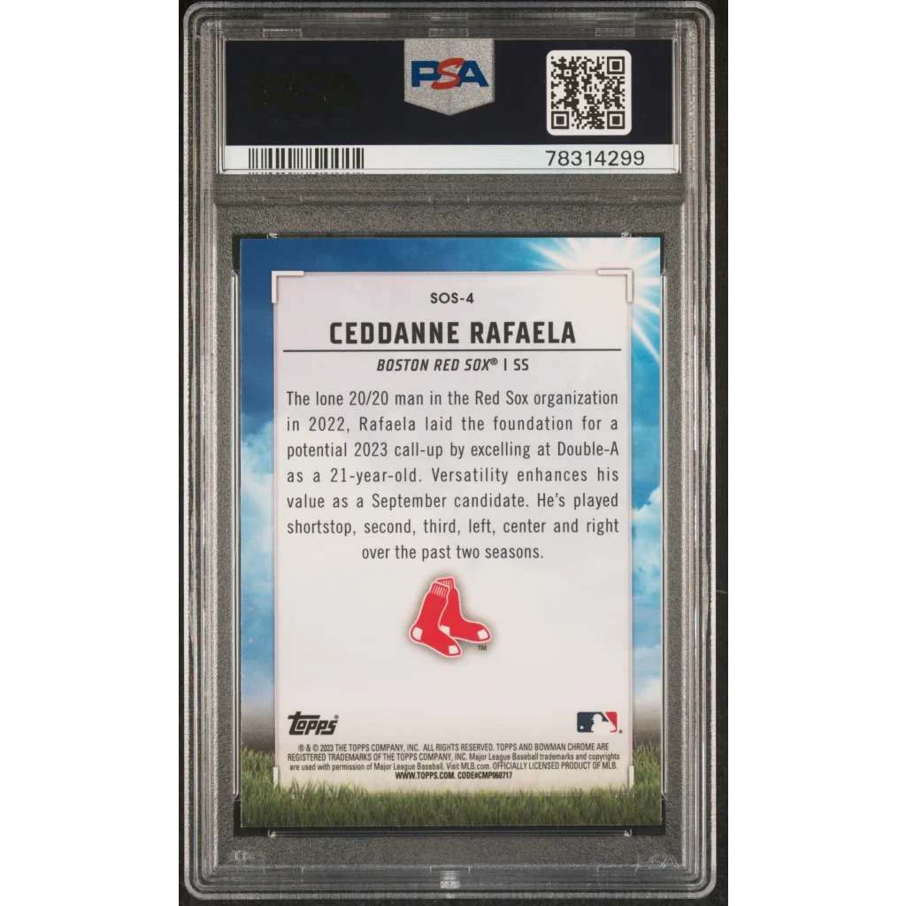 Graded 2023 Topps Bowman Ceddanne Rafaela #SOS4 Sights on September Rookie RC Baseball Card PSA 10 Gem Mint | PSA 10 Gem Mint Graded Rookie Card | vintageantiquesgifts.com