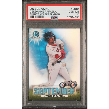 Graded 2023 Topps Bowman Ceddanne Rafaela #SOS4 Sights on September Rookie RC Baseball Card PSA 10 Gem Mint | Hall of Fame Sports Memorabilia | vintageantiquesgifts.com