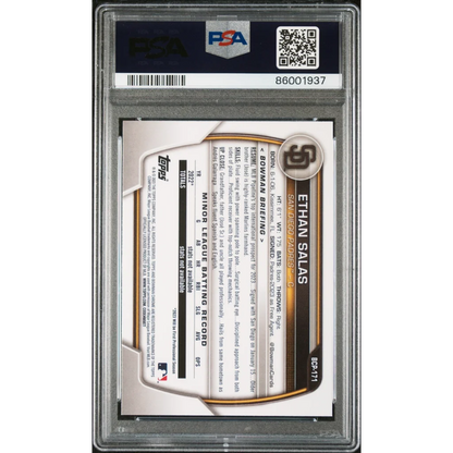 Graded 2023 Topps Bowman Chrome Ethan Salas #BCP171 Prospects Rookie RC Baseball Card PSA 10 Gem Mint | PSA 10 Gem Mint Graded Rookie Card | vintageantiquesgifts.com