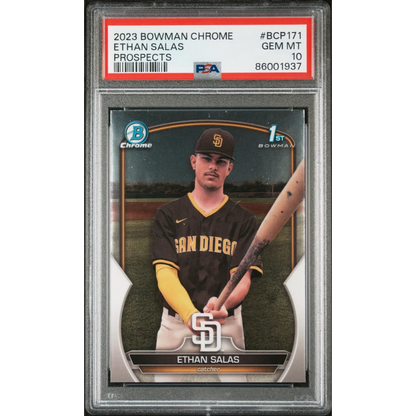 Graded 2023 Topps Bowman Chrome Ethan Salas #BCP171 Prospects Rookie RC Baseball Card PSA 10 Gem Mint | Hall of Fame Sports Memorabilia | vintageantiquesgifts.com