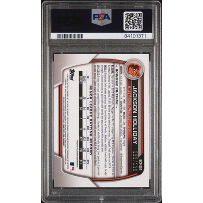 Graded PSA 10 Jackson Holliday 2023 Bowman Chrome Aqua Prospects Card