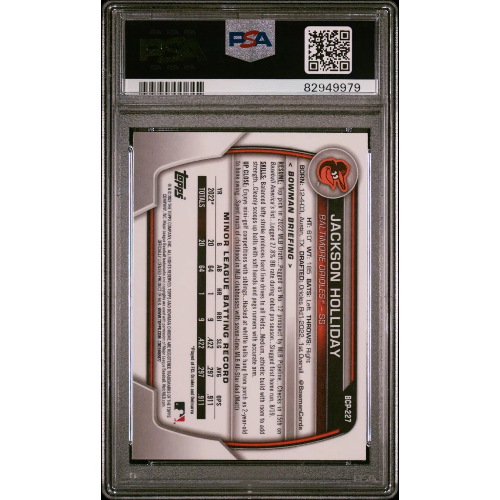 PSA graded Jackson Holliday Bowman Chrome baseball card for collectors