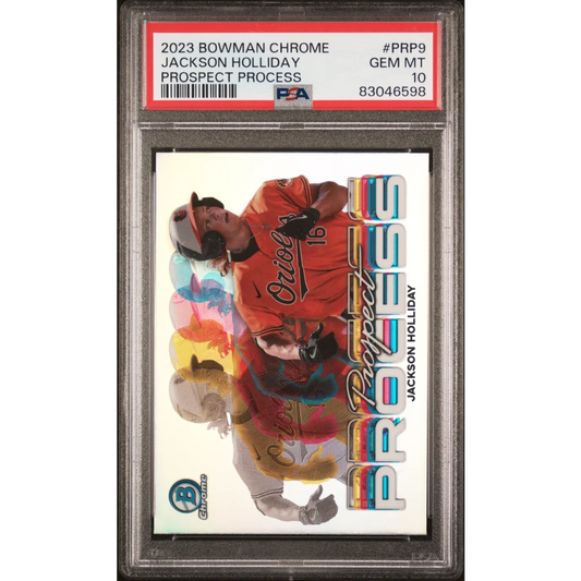 PSA graded Jackson Holliday 2023 Bowman Chrome Prospect baseball card for sale