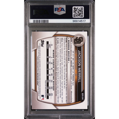 Graded PSA 10 2023 Topps Bowman Chrome Jackson Merrill rookie card