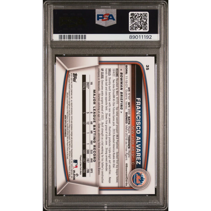 Graded 2023 Topps Bowman Chrome Sapphire Edition Francisco Alvarez #35 Rookie RC Baseball Card PSA 10 Gem Mint | PSA 10 Gem Mint Graded Rookie Card | vintageantiquesgifts.com