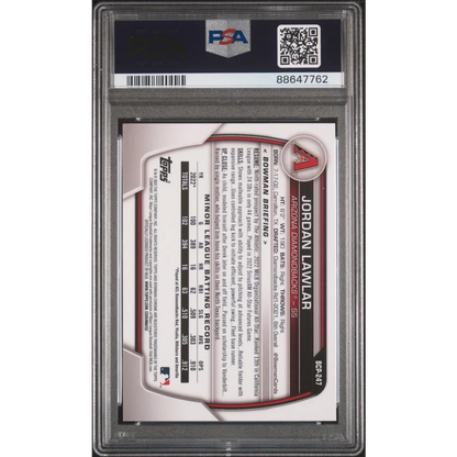 Graded 2023 Topps Bowman Chrome Sapphire Edition Jordan Lawler #247 Prospects Rookie RC Baseball Card PSA 10 Gem Mint | PSA 10 Gem Mint Graded Rookie Card | vintageantiquesgifts.com