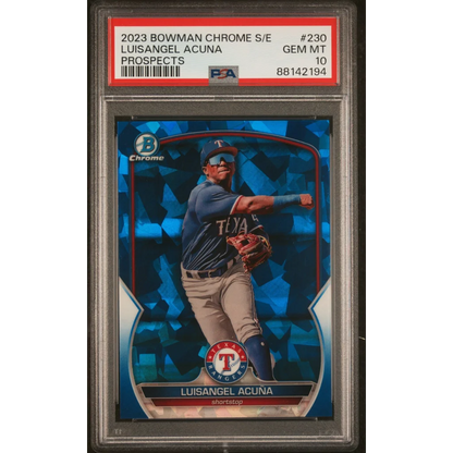 Graded PSA 10 2023 Bowman Chrome Sapphire Luisangel Acuna #230 RC card
