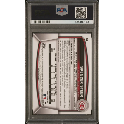 Graded PSA 10 2023 Topps Bowman Chrome Sapphire Spencer Steer Rookie #52 Card