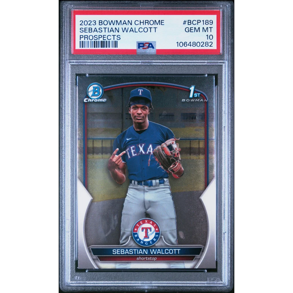 Graded 2023 Topps Bowman Chrome Sebastian Walcott #BCP189 Prospects Rookie RC Baseball Card PSA 10 Gem Mint | Hall of Fame Sports Memorabilia | vintageantiquesgifts.com