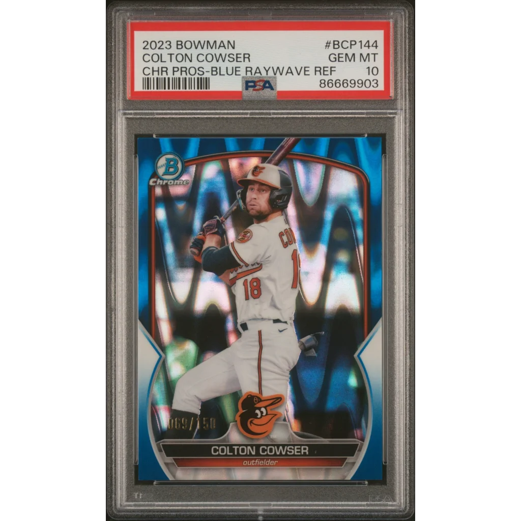 PSA 10 Graded 2023 Bowman Chrome Colton Cowser Blue Raywave Refractor Orioles RC