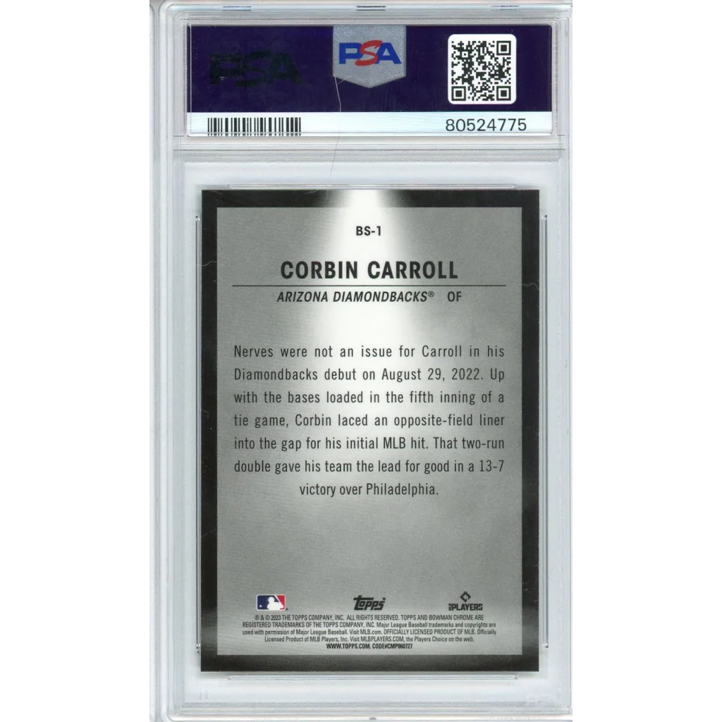 Graded 2023 Topps Bowman Corbin Carroll #BS1 Spotlights Rookie RC Baseball Card PSA 10 Gem Mint | PSA 10 Gem Mint Graded Rookie Card | vintageantiquesgifts.com