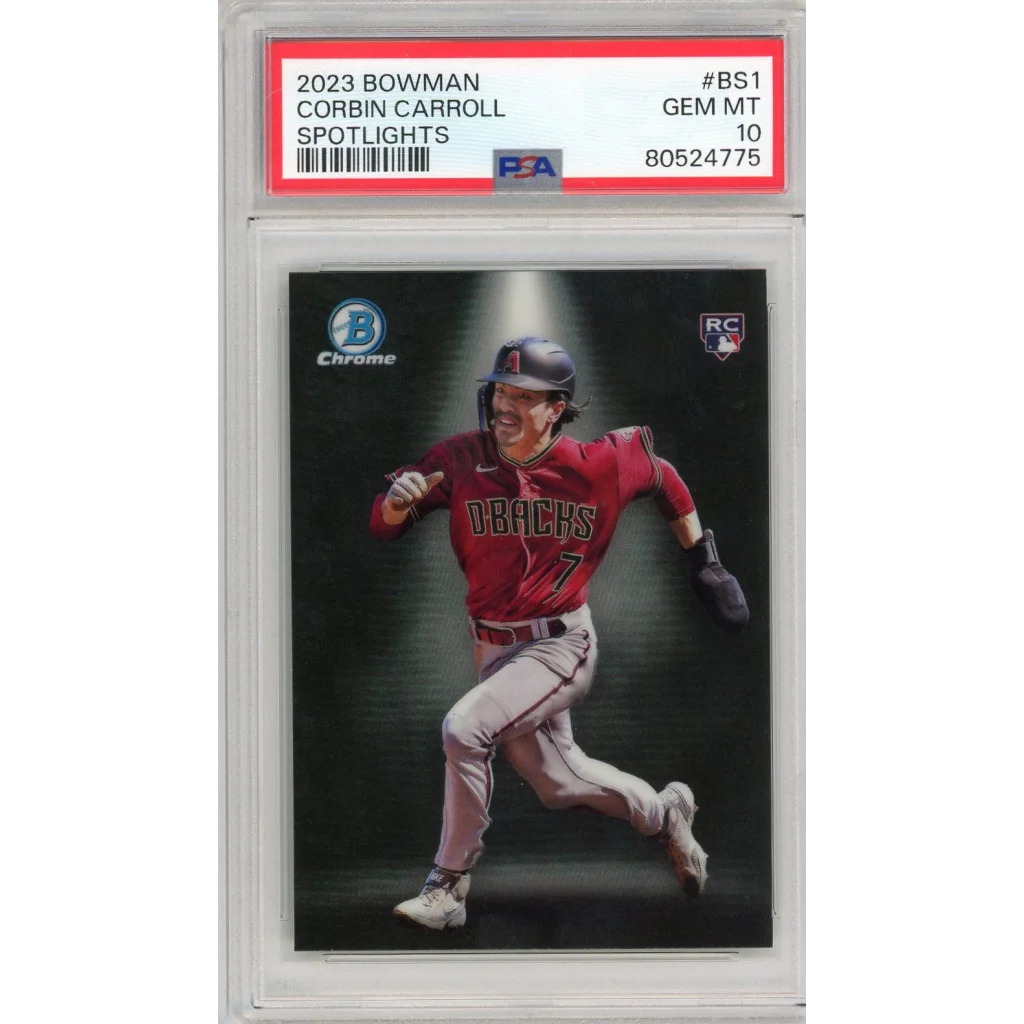 Graded 2023 Topps Bowman Corbin Carroll #BS1 Spotlights Rookie RC Baseball Card PSA 10 Gem Mint | Hall of Fame Sports Memorabilia | vintageantiquesgifts.com
