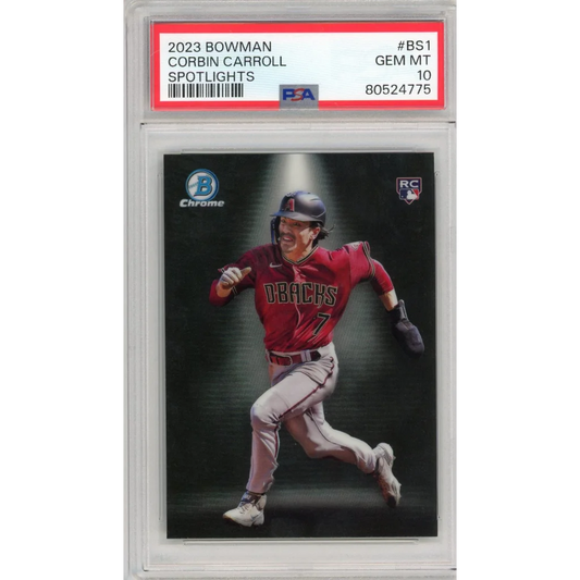 Graded 2023 Topps Bowman Corbin Carroll #BS1 Spotlights Rookie RC Baseball Card PSA 10 Gem Mint | Hall of Fame Sports Memorabilia | vintageantiquesgifts.com
