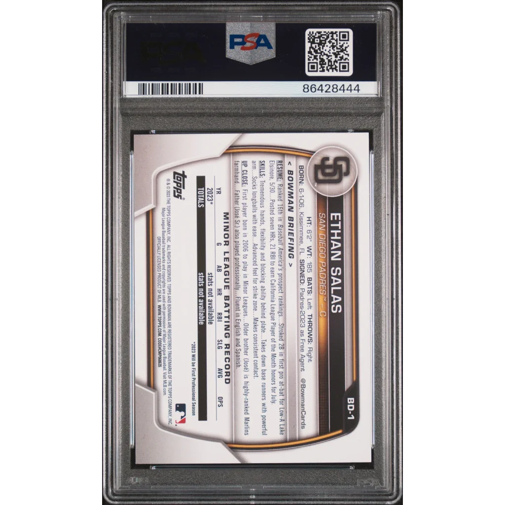 PSA 10 Graded 2023 Topps Bowman Draft Ethan Salas Rookie Card in Slab