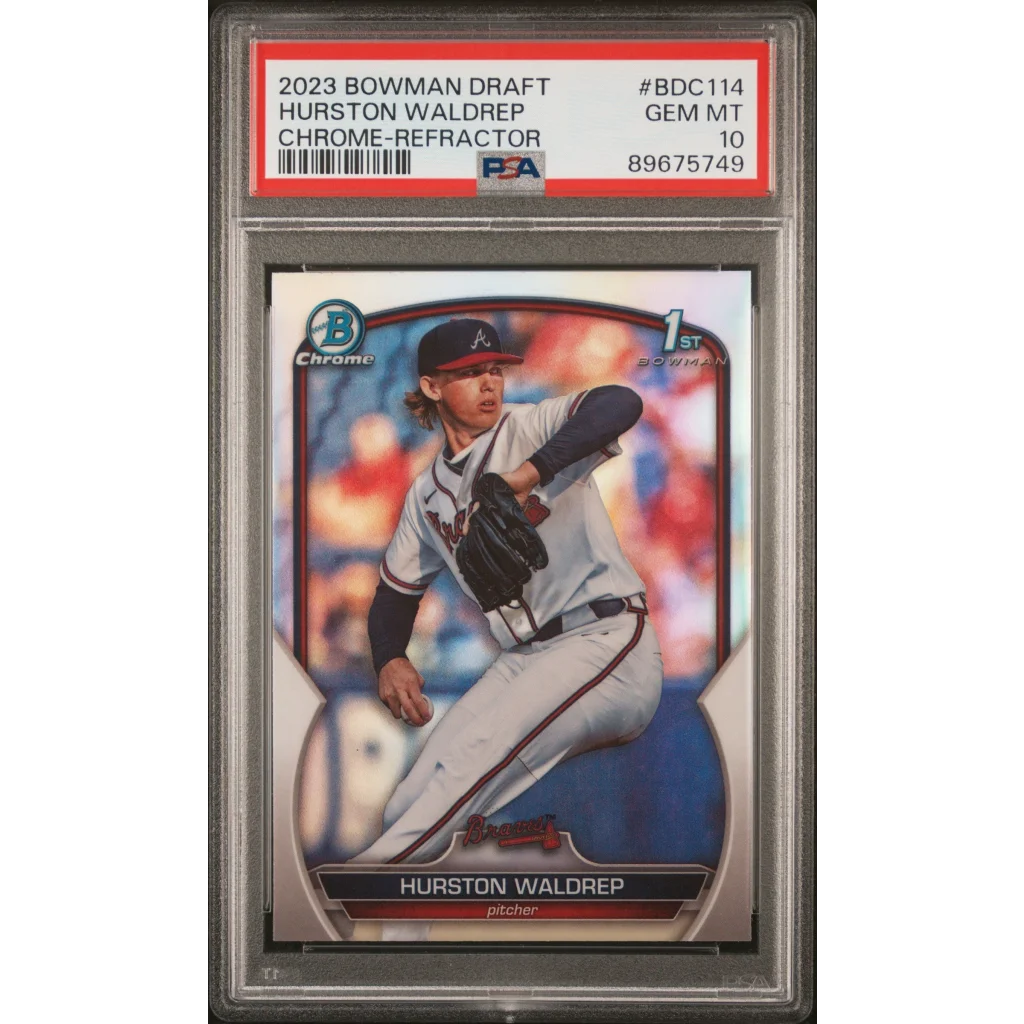 Graded 2023 Topps Bowman Draft Hurston Waldrep #BDC114 Chrome Refractor Rookie RC Baseball Card PSA 10 Gem Mint | Hall of Fame Sports Memorabilia | vintageantiquesgifts.com