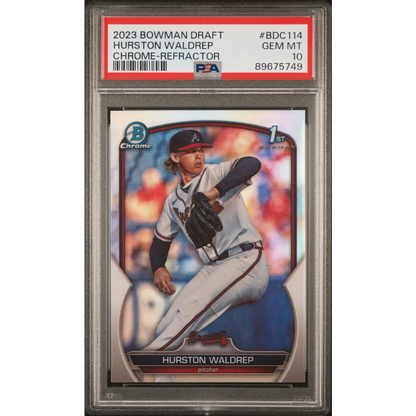 Graded 2023 Topps Bowman Draft Hurston Waldrep #BDC114 Chrome Refractor Rookie RC Baseball Card PSA 10 Gem Mint | Hall of Fame Sports Memorabilia | vintageantiquesgifts.com