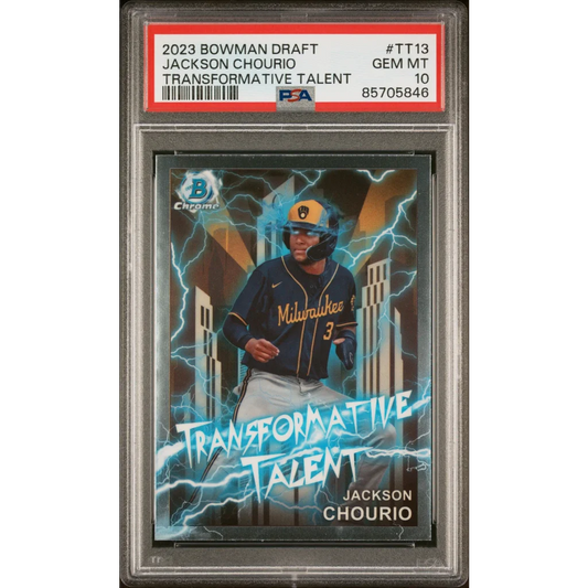 Graded PSA 10 2023 Bowman Draft Chrome Jackson Chourio Transformative Talent RC