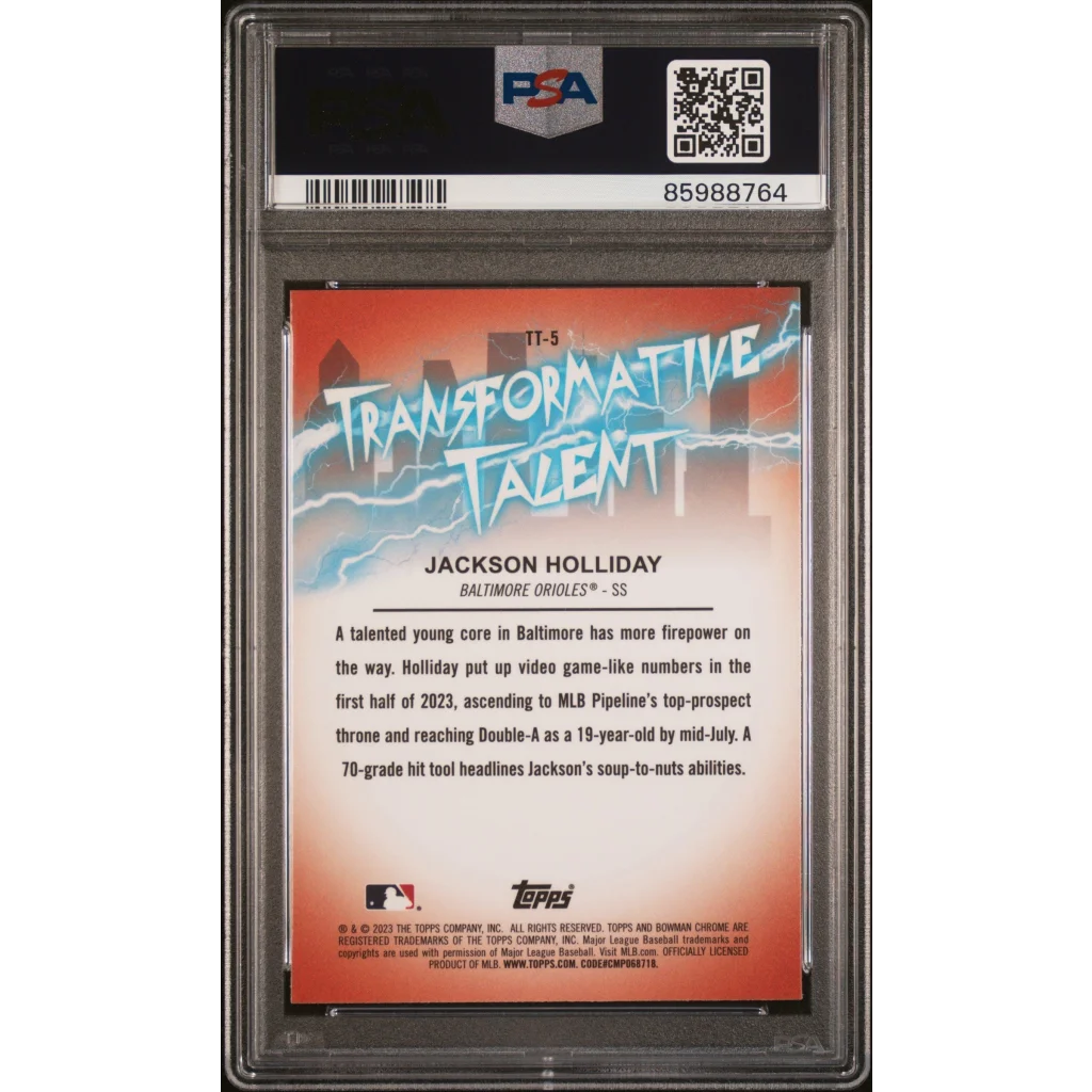 PSA graded Jackson Holliday 2023 Bowman Draft rookie baseball card for collectors