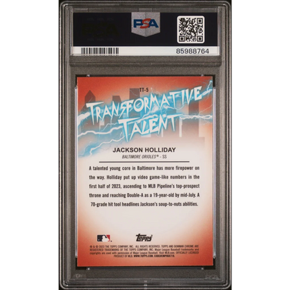 PSA graded Jackson Holliday 2023 Bowman Draft rookie baseball card for collectors