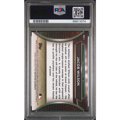Graded Jacob Wilson 2023 Bowman Draft Night Baseball Card in PSA case