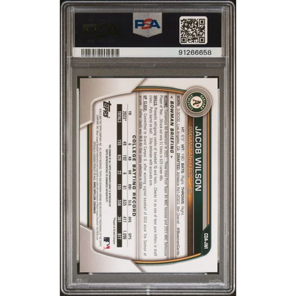 Graded 2023 Topps Bowman Draft Jacob Wilson #CDAJWI Chrome Prospects Auto Rookie RC Baseball Card PSA 10 Gem Mint | PSA 10 Gem Mint Graded Rookie Card | vintageantiquesgifts.com