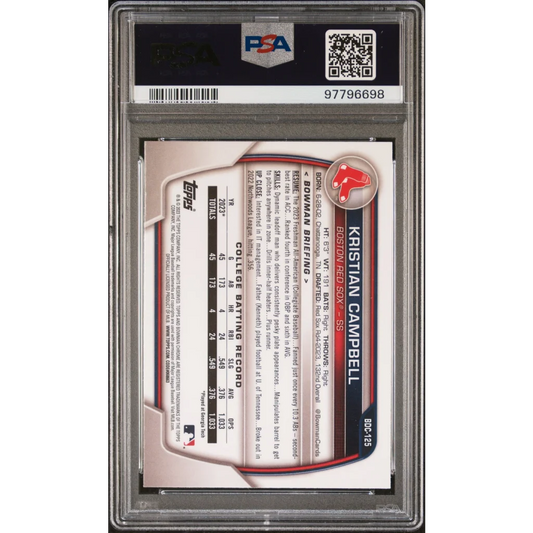 Kristan Campbell baseball card in PSA protective slab for collectors