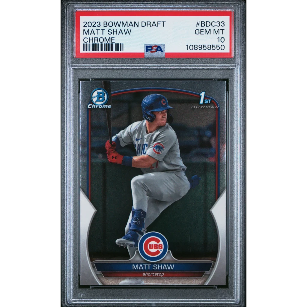 Graded 2023 Topps Bowman Draft Matt Shaw #BDC33 Chrome Rookie RC Baseball Card PSA 10 Gem Mint | Hall of Fame Sports Memorabilia | vintageantiquesgifts.com