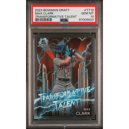 Graded 2023 Topps Bowman Draft Max Clark #TT10 Transformative Talent Rookie RC Baseball Card PSA 10 Gem Mint | Hall of Fame Sports Memorabilia | vintageantiquesgifts.com