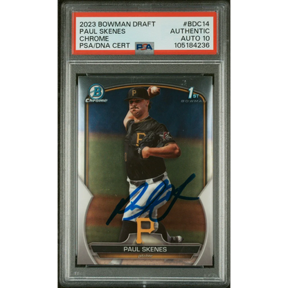 PSA Graded Paul Skenes 2023 Bowman Chrome Rookie Card with Authentic Autograph Auto 10