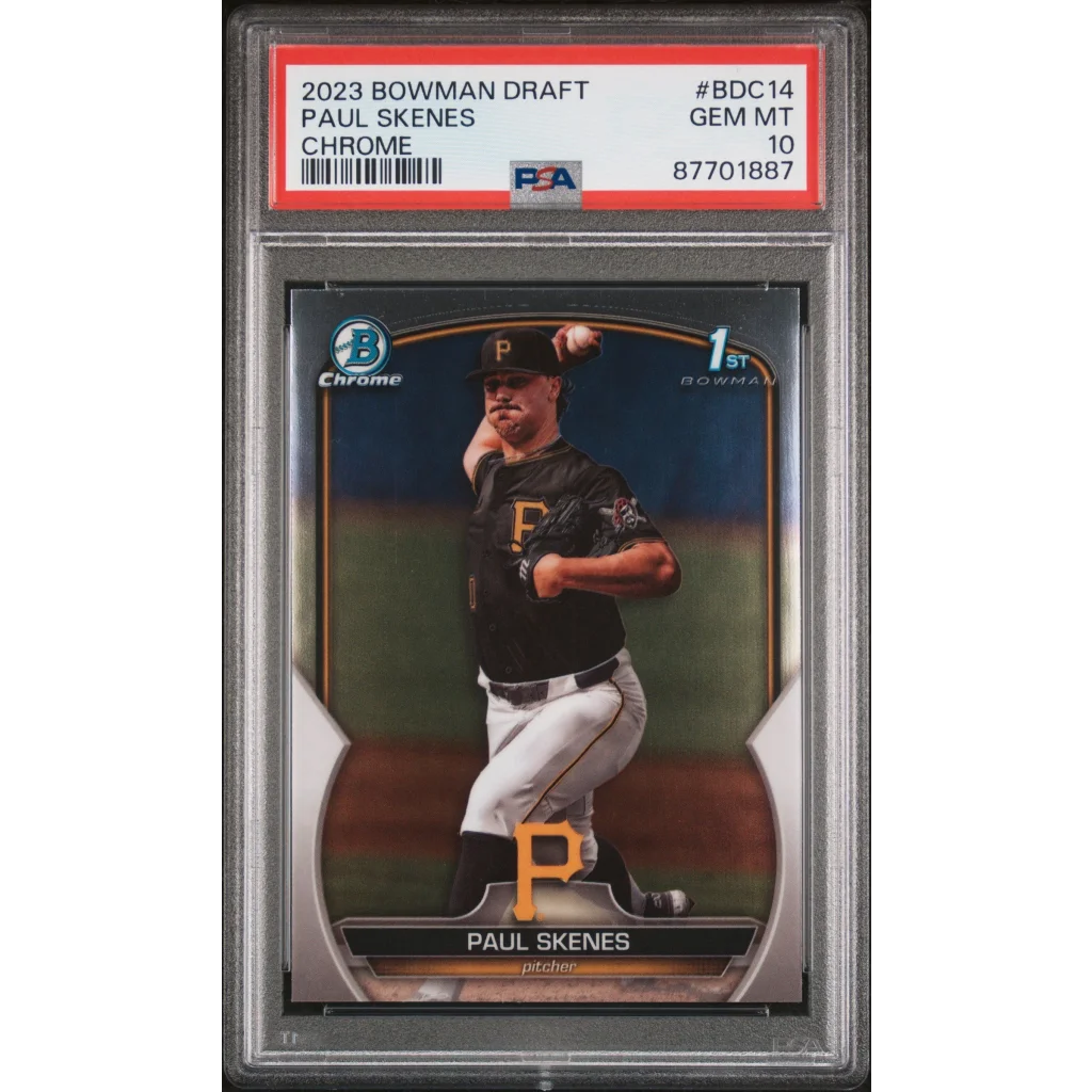 Paul Skenes 2023 Bowman Draft Chrome Rookie Card graded PSA GEM MT 10