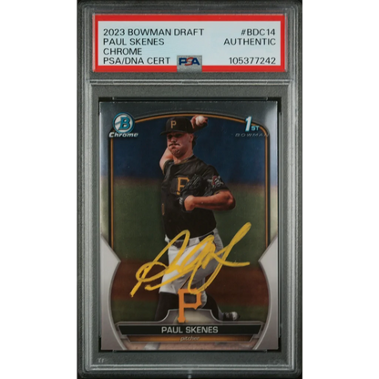 Graded 2023 Topps Bowman Draft Paul Skenes Chrome Rookie Auto PSA Authentic