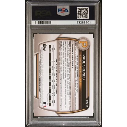 Graded 2023 Topps Bowman Draft Paul Skenes #BDC14 Chrome Rookie RC Baseball Card PSA 9 Mint | PSA 9 Mint Graded Rookie Card | vintageantiquesgifts.com