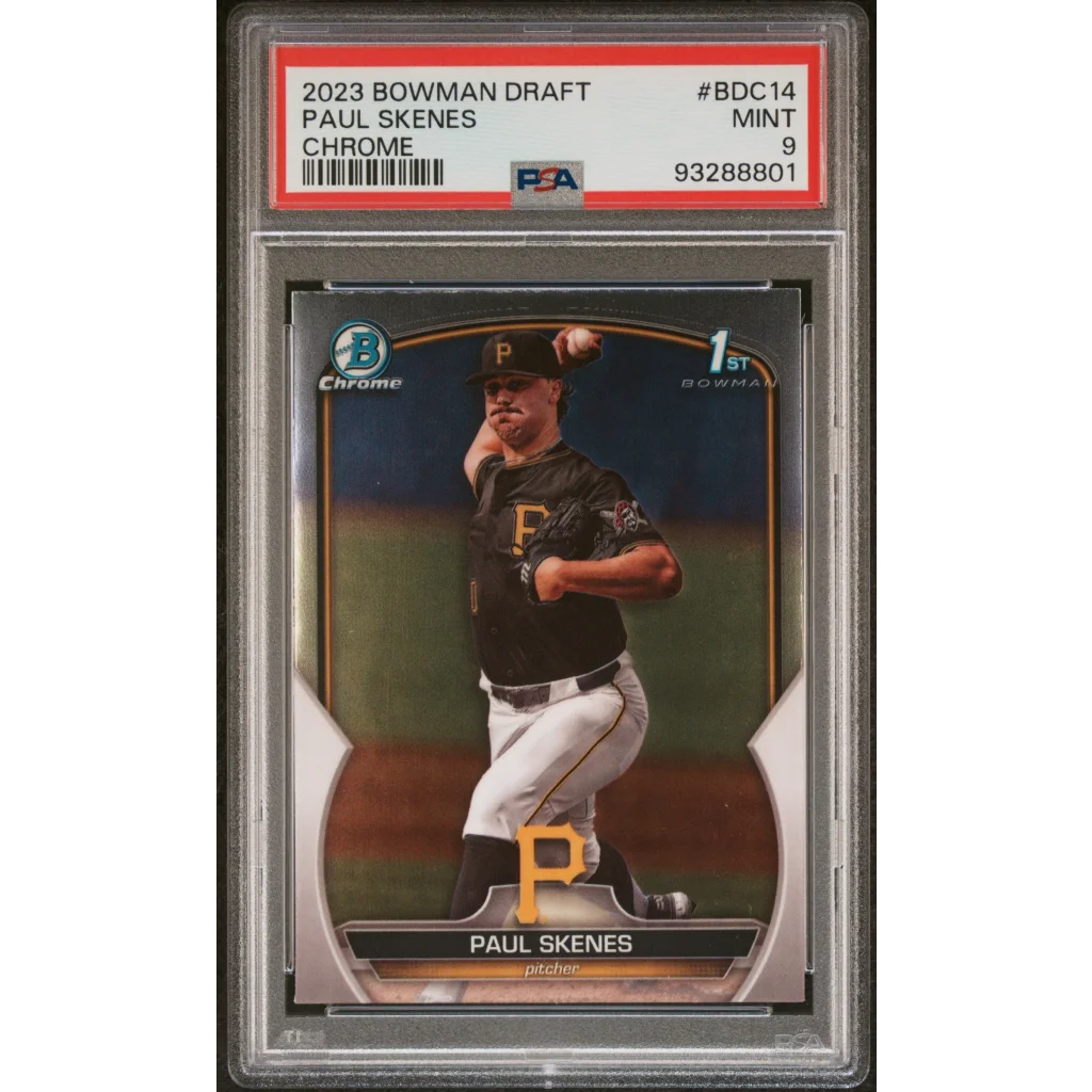 Graded 2023 Topps Bowman Draft Paul Skenes #BDC14 Chrome Rookie RC Baseball Card PSA 9 Mint | Hall of Fame Sports Memorabilia | vintageantiquesgifts.com