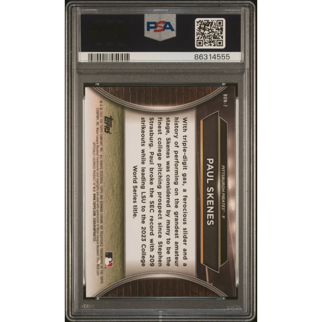 Graded Paul Skenes 2023 Bowman Draft Rookie Card in PSA holder