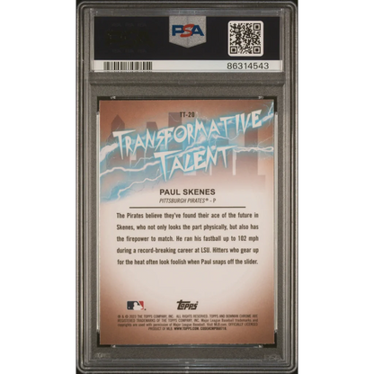 Graded 2023 Topps Bowman Draft Paul Skenes #TT20 Transformative Talent Rookie RC Baseball Card PSA 10 Gem Mint | PSA 10 Gem Mint Graded Rookie Card | vintageantiquesgifts.com