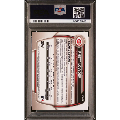 High-quality PSA 10 Rhett Lowder 2023 Bowman Draft Chrome Refractor card