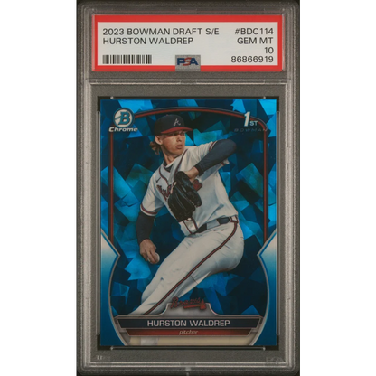 Graded 2023 Topps Bowman Draft Sapphire Hurston Waldrep #BDC114 Rookie RC Baseball Card PSA 10 Gem Mint