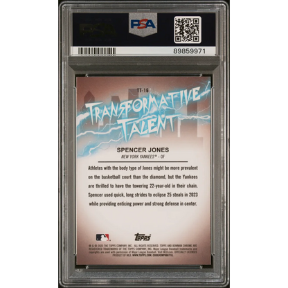 PSA graded Spencer Jones Transformative Talent Bowman Draft baseball card image