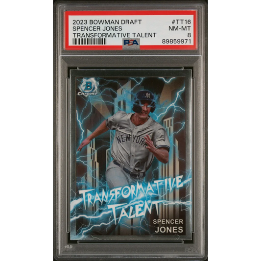 PSA Graded Spencer Jones 2023 Bowman Draft Baseball Card showcasing Transformative Talent