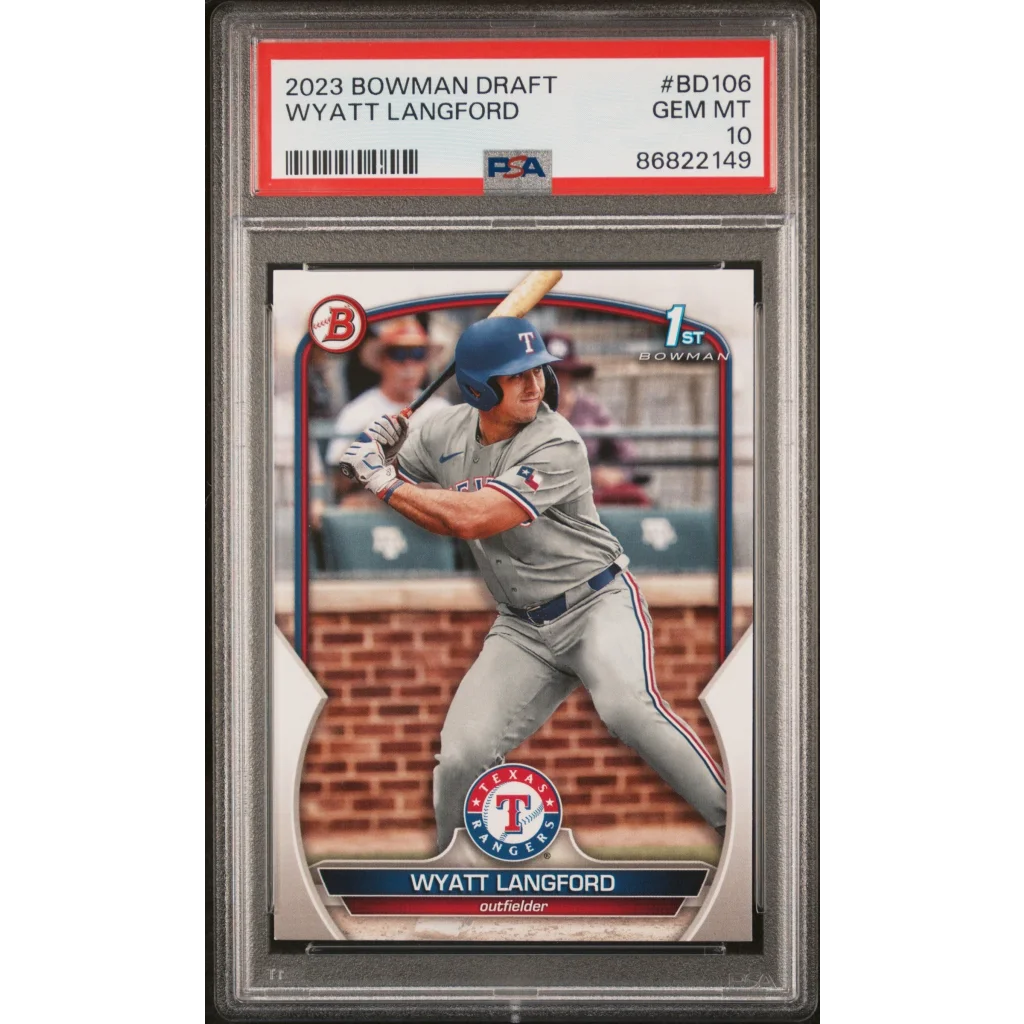 Graded 2023 Topps Bowman Draft Wyatt Langford #BD106 Rookie RC Baseball Card PSA 10 Gem Mint | Hall of Fame Sports Memorabilia | vintageantiquesgifts.com
