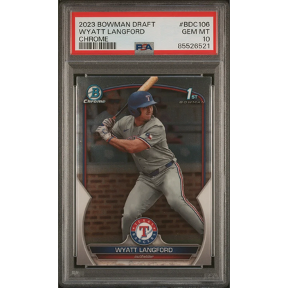 PSA 10 Graded 2023 Bowman Draft Chrome Wyatt Langford Rookie Card